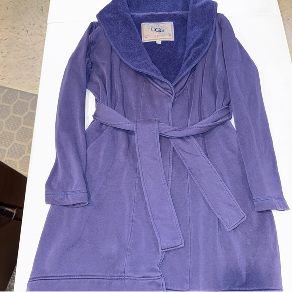 UGG Robe Womens Medium Blue Fleece Lined Belted Cozy Lounge Bathrobe - Picture 6 of 13